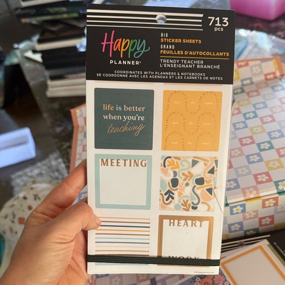 The Happy Planner Trendy Teacher Sticker Pack - Blue, Orange, Gold NEW NWT - Picture 1 of 4